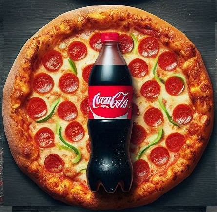 Pizza com Coca cola